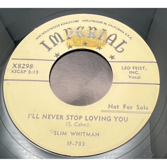 Slim Whitman I'll Never Stop Loving You / Take You Back Again 45 Country Promo - Picture 1 of 6